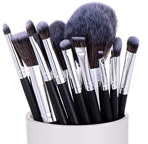 Set de pinceles de maquillaje. Incluye Brocha para Polvo, Brocha Kabuki, Brochas para Sombra de Ojos, Brocha para difuminar, Brocha para Cejas, Brocha para Delinear Ojos y más [12 brochas]