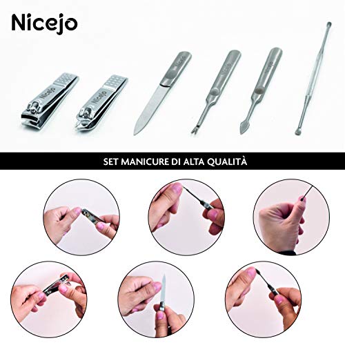 Set Manicura Profesional – Kit Pedicura Niñas Hombre – Portátil de Acero Inoxidable – Cortaúñas, Tijera de Uñas, Lima de Uñas, Cuchillas para Callos – Estuche en Caja de Regalo Inteligente