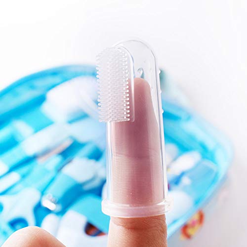 Set para Cuidado del Bebé Azul 14 Unids Recién Nacido Bebé Cuidado Set con dos Peines Cortauñas Cepillos de Dedo para Bebés (14pcs Azul)