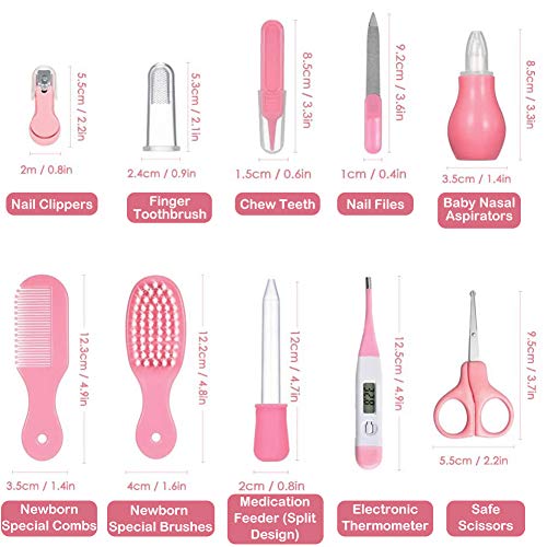 Set Para Cuidado Del Bebé, Bebé Kit de Cuidado Diario, Kit de Cuidado del Bebé, 10 Piezas Conveniente Bebé Kit de Aseo Nail Clipper Tijeras Cepillo de Pelo Peine Manicura