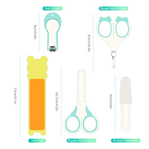 Set parael Cuidado, HOMEWINS Kit de Cuidado del Bebé 5 Piezas Incluidos Libre de BPA Uñas de Aseo con Manicura, Cortaúñas, Lima de Uñas, Tijeras × 2, Pinzas Kit de Enfermería Esencial (Verde)