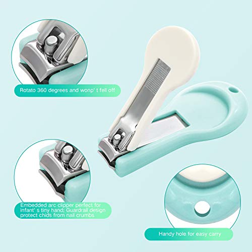 Set parael Cuidado, HOMEWINS Kit de Cuidado del Bebé 5 Piezas Incluidos Libre de BPA Uñas de Aseo con Manicura, Cortaúñas, Lima de Uñas, Tijeras × 2, Pinzas Kit de Enfermería Esencial (Verde)