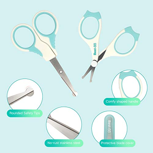 Set parael Cuidado, HOMEWINS Kit de Cuidado del Bebé 5 Piezas Incluidos Libre de BPA Uñas de Aseo con Manicura, Cortaúñas, Lima de Uñas, Tijeras × 2, Pinzas Kit de Enfermería Esencial (Verde)