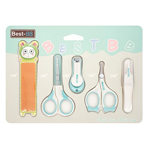 Set parael Cuidado, HOMEWINS Kit de Cuidado del Bebé 5 Piezas Incluidos Libre de BPA Uñas de Aseo con Manicura, Cortaúñas, Lima de Uñas, Tijeras × 2, Pinzas Kit de Enfermería Esencial (Verde)