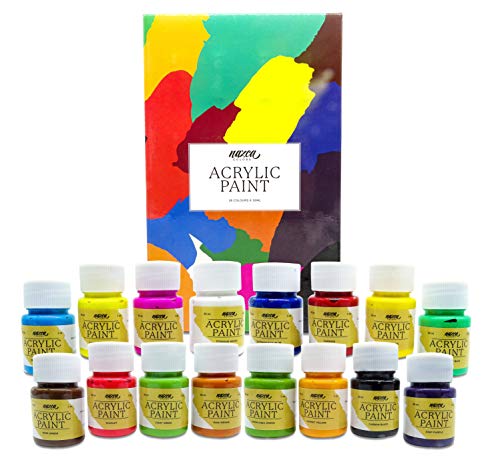 Set Pintura Acrílica Nazca para Trabajo Artístico y Manualidades - 16 Colores x 30ml - Acrílicos Perfectos para usar en Lienzo, Madera, Papel, Cartón, Plástico – Ideal Para Artistas de cualquier Nivel