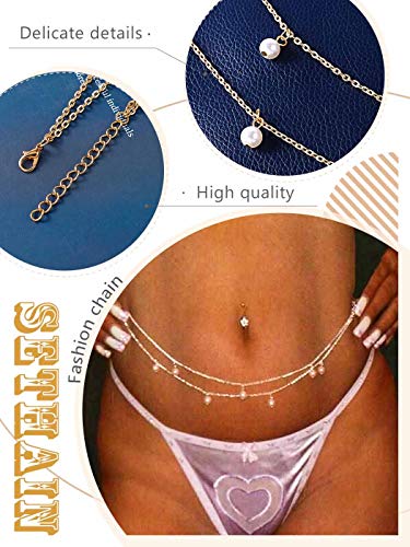 Sethain Moda Cadena corporal Cintura Oro Capas Cadenas de perlas Vientre Bikini Cadena Cuerpo Accesorios Joyería para Mujeres y Niñas