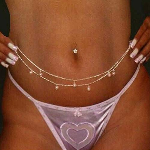 Sethain Moda Cadena corporal Cintura Oro Capas Cadenas de perlas Vientre Bikini Cadena Cuerpo Accesorios Joyería para Mujeres y Niñas