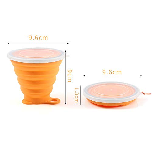 Seully 2 Piezas Copa Plegable de Silicona, Taza de Camping/Taza de Viaje/Taza de Agua Portátil, Taza Ligera de 270 ml de Mayor Capacidad con Tapa, Senderismo y Oficina para Acampar al Aire Libre