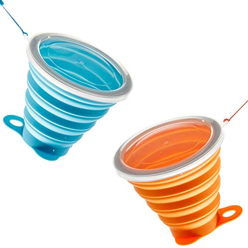 Seully 2 Piezas Copa Plegable de Silicona, Taza de Camping/Taza de Viaje/Taza de Agua Portátil, Taza Ligera de 270 ml de Mayor Capacidad con Tapa, Senderismo y Oficina para Acampar al Aire Libre