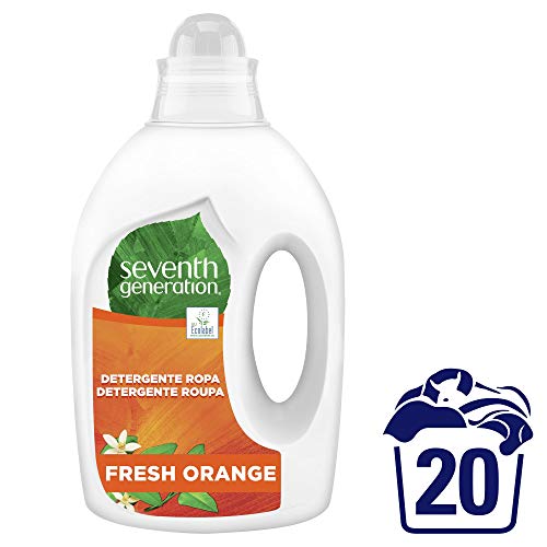 Seventh Generation Fresh Orange & Blossom - Detergente para Ropa, 0% colorantes, fragancias sintéticas y blanqueadores ópticos, 3 Paquetes de 20 Lavados