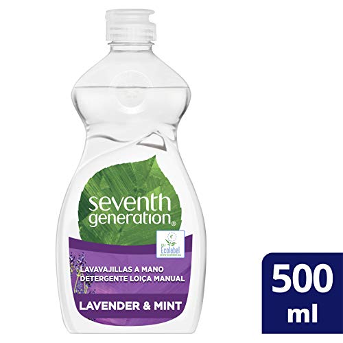 Seventh Generation Lavender Flower & Mint - Lavavajillas a Mano, 0% fragancias sintéticas y colorantes, 5 Recipientes de 500 ml, Total: 2500 ml
