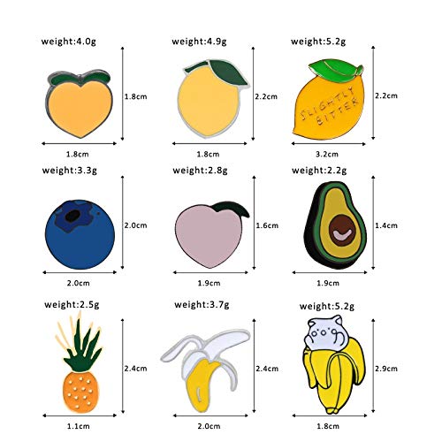 SFFSMD - Pines de frutas con dibujos animados de melocotón, limón, plátano, arándano, aguacate, broche de botón kawaii, chaquetas de solapa esmalte Pin de joyería para niños (color metal: aguacate)