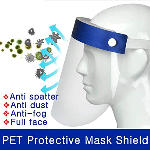 SGODDE 10 Pcs Pantalla Protección Facial Transparente, Protector Facial de Seguridad, Viseras de Seguridad Facial Reutilizable, Protector Facial Ajustable Ligera Antivaho,Aantipolvo y Evitar la Saliva