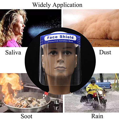 SGODDE 10 Pcs Pantalla Protección Facial Transparente, Protector Facial de Seguridad, Viseras de Seguridad Facial Reutilizable, Protector Facial Ajustable Ligera Antivaho,Aantipolvo y Evitar la Saliva