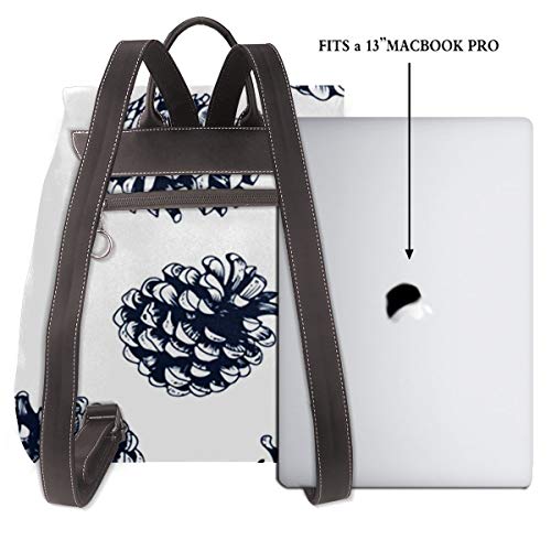 SGSKJ Mochila de Cuero Mujer Bolso Pine Cones Botanical Xmas Pinecones Estudiante Casual Bolsa La Universidad Bolsa de Viaje de Cuero Mochila Mujer