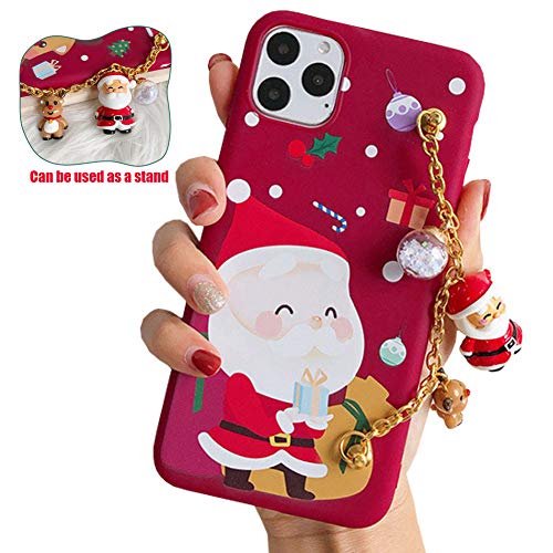 SGVAHY Funda iPhone 11 Pro Max Lindo Diseño de Papá Noel Suave Silicona a prueba de golpes iPhone 6 Plus / 6s Plus Navidad rojo vino