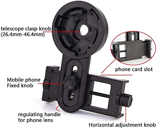 Shackcom - Profesional Universal Teléfono Móvil Soporte de Adaptador para Microscopios, Monoculares, Prismáticos, Telescopios Astronómicos, Telescopios Terrestres- Compatibles con Cualquier Smartphone
