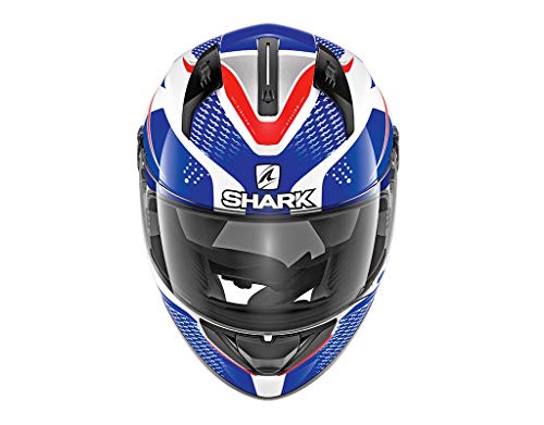 Shark RIDILL 1.2 STRATOM WBR - Casco de Moto (Talla L), Color Blanco y Azul y Rojo