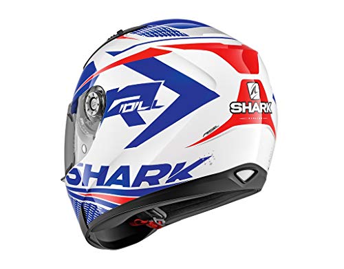Shark RIDILL 1.2 STRATOM WBR - Casco de Moto (Talla L), Color Blanco y Azul y Rojo