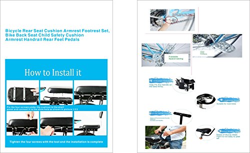 Shayson, Asiento con cojín y Funda de Piel sintética Trasero para Bicicleta con Respaldo, para niños, Black Set