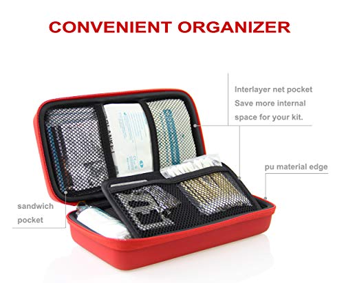 SHBC Kit Compacto Primeros Auxilios (139 Piezas) Botiquín médico de Aventuras Resistente al Agua – Incluye Manta Isotérmica, encededor de Fuego, Brújula, Hogar, Coche, Camping, Senderismo, Deporte