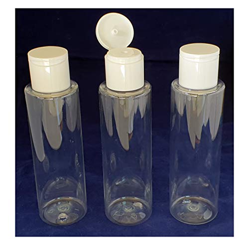 SHC Web - Botella de plástico transparente vacía de 100 ml con tapa dispensadora (gel/loción/crema/aceite/cosmético/viaje)