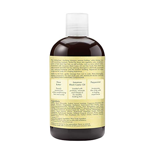 Shea Moisture Jamaican Champú fortalecedor y restaurador de aceite de ricino negro, 384 ml