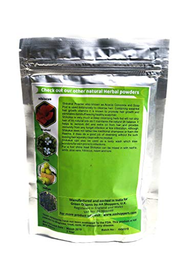 Shikakai Powder Pure Natural Hair Growth | SLS Champú de jabón sin químicos | Deep Cleansing Thickening Shine Conditioner | Itchy Scalp Lice Treatment | Face Mask Body Wash | 100 g