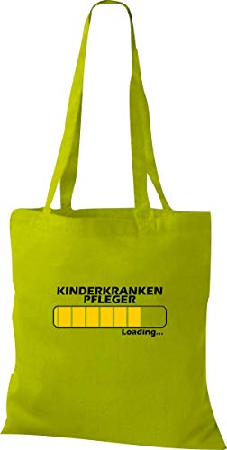 Shirtinstyle Bolsa de Tela Bolsa de Algodón Loading Kinderkranken Cuidado, Mejor Profesión - kiwi, 38 cm x 42 cm