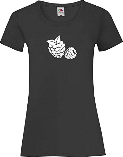 Shirtinstyle Camiseta de Mujer Dein Favorito Frutas o Verduras Frambuesa Mora - Negro, L