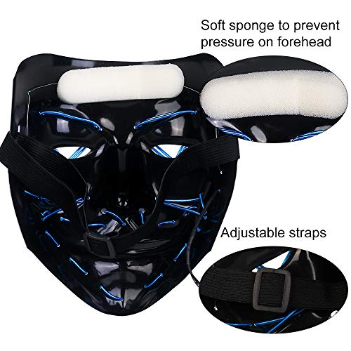 shirylzee Máscaras Halloween LED, Máscaras Halloween de Terror con 3 Modos Máscara Disfraz Luminosa Craneo Esqueleto para Halloween Navidad Cosplay Fiesta Show Mascarada (Estilo 1)