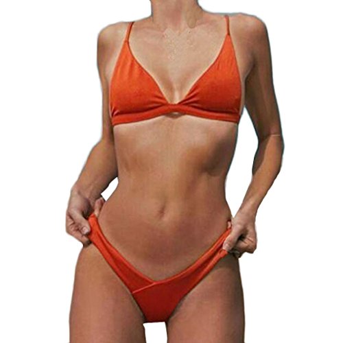 SHOBDW Bikiní de Las Mujeres Verano 2017 Dos Piezas Monokini Beachwear Acolchada de baño de Playa (M, Naranja)