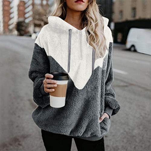 SHOBDW Liquidación Venta Mujer Sudadera con Capucha Suelta Tallas Grandes Jersey de Mujer Jersey otoño Invierno Manga Larga Remata Abrigo cálido (S, Gris-2)