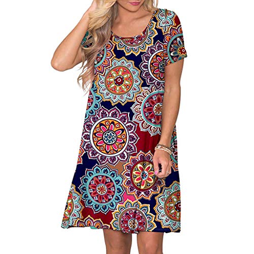 SHOBDW Vestido de Mujer Cóctel de Las Mujeres de Boho del Partido de Noche Largo del Vestido del Verano de la Playa Vestido V-Cuello de Tirantes (XL, Marrón)