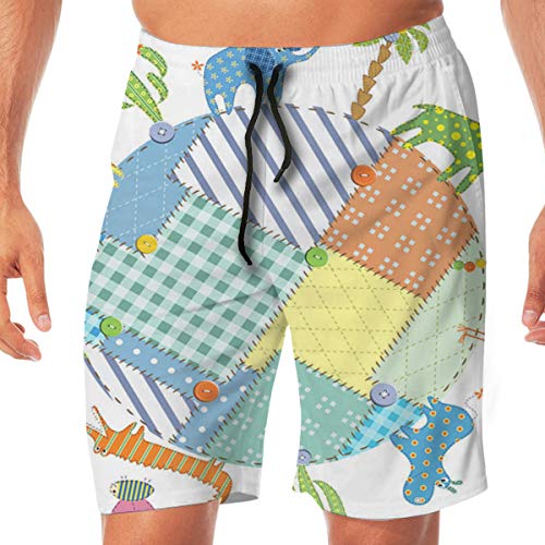 Shorts de Playa Tarjeta de bebé con Animales Pantalones Cortos de Verano con cordón de Velocidad de Secado rápido para Hombres, niños