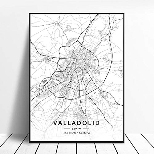 shuimanjinshan Huelva Un Coruña Valladolid Alicante Badajoz Mostoles España Mapa Póster 50X70Cm No Frame W-438