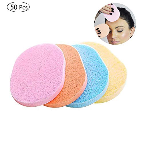 shuny 50 PCS Esponjas de Limpieza Facial,Esponjas de Esponja Suave para Limpiar la Cara del Maquillaje(Color al Azar)