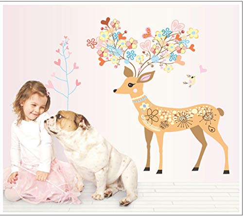 Sika deer niños sala de kindergarten dibujos animados fondo decorativo impermeable pegatinas de pared 97 * 100 cm