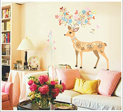 Sika deer niños sala de kindergarten dibujos animados fondo decorativo impermeable pegatinas de pared 97 * 100 cm