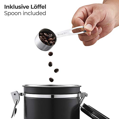 SILBERTHAL Bote café hermético con Cuchara | Tarro Cafe 500g | Bote almacenar café | Recipiente hermético café molido, en Grano o en Polvo de Acero Inoxidable | Contenedor de café