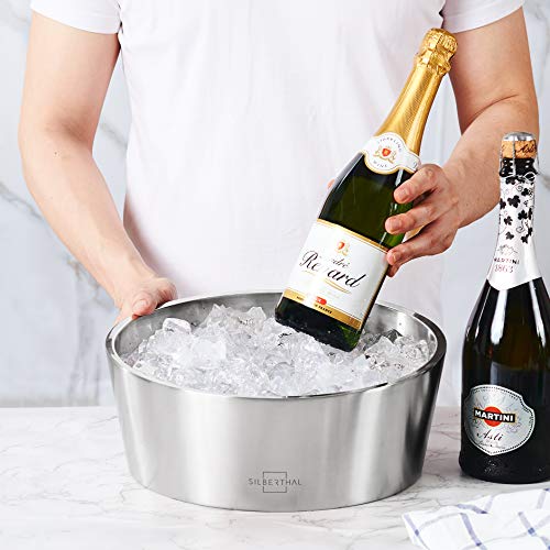 SILBERTHAL Champanera de acero inoxidable con doble pared | Cubo de champán 5L | Champañera enfriadora de vino y champán