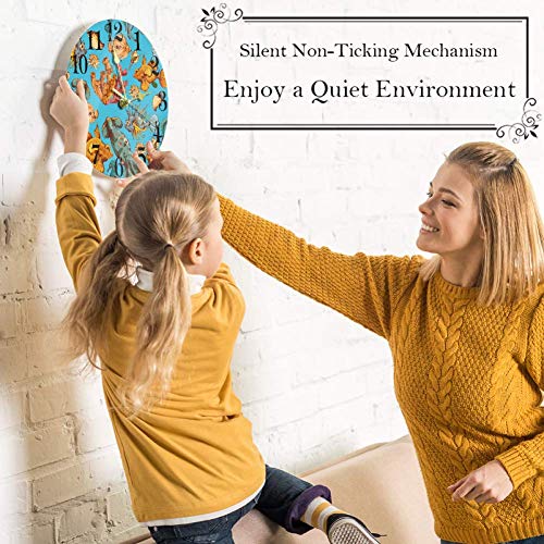 Silencioso reloj de pared redondo colgante reloj de peces de mar, color no hace tickets decoración del hogar para cocina, dormitorio, sala de estar, funciona con pilas 10 pulgadas