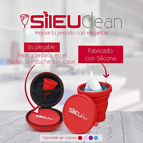 Sileu Esterilizador Plegable de Silicona con Tapa Reutilizable para Esterilizar la Copa Menstrual en el Microondas - Color Morado