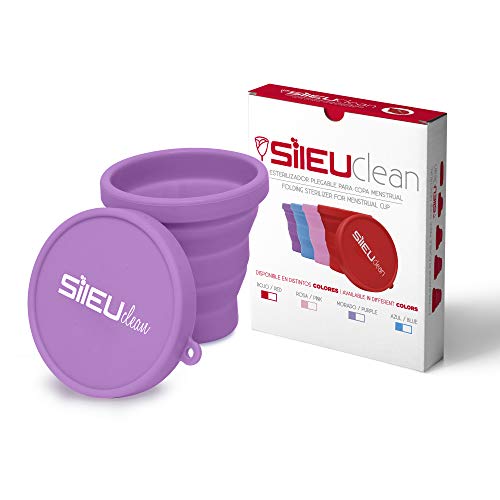 Sileu Esterilizador Plegable de Silicona con Tapa Reutilizable para Esterilizar la Copa Menstrual en el Microondas - Color Morado