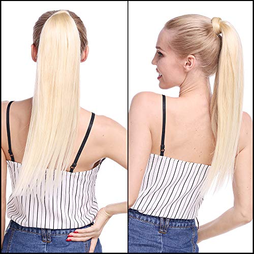 Silk-co Coleta Postiza de Pelo Sintético Liso con Clips Extensiones Cola de caballo Recto Largo postizo Cola de Caballo Extensiones Envolventes #Rojo Oscuro (65cm,100g)
