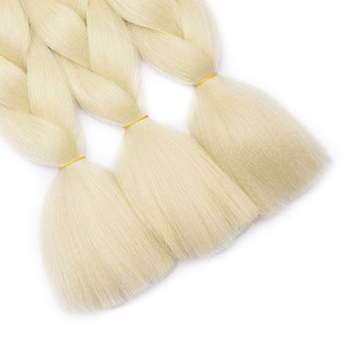 Silk-co Extensiones de Pelo Sintético para Trenzas Africanas Braiding Hair Cabello Se Ve Natural Braiding Twist Crochet Hair 1Pieza #Marrón-Beige (60cm,100g)