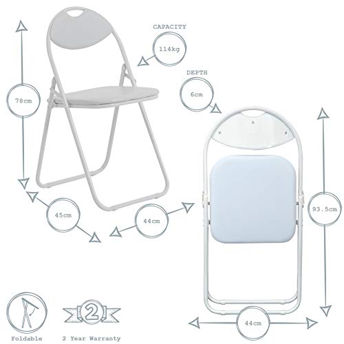 Silla de escritorio plegable - Con acolchado y estructura en blanco - Pack de 6