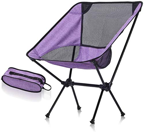 Sillas plegables portátiles ultraligeros de aluminio al aire libre silla de Luna aleación con bolsa de transporte Capacidad acampar sillas plegables sillas de playa (Color: Púrpura + net negro), Color