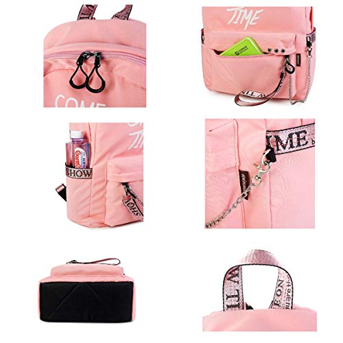 Silver Tulip Mochila para Ordenador portátil para niños, Mochilas Escolares, Mochila para niñas (Negro y Rosa, Grande sin Puerto USB)