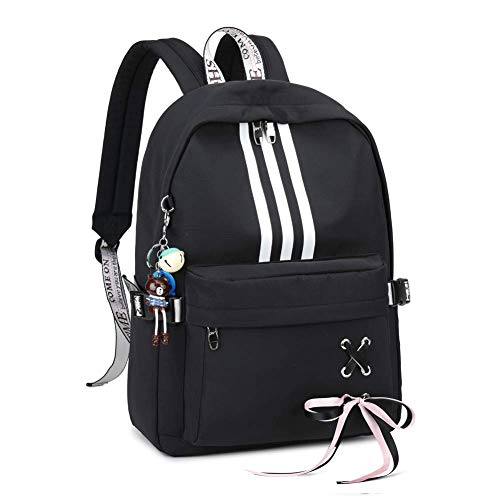 Silver Tulip Mochila para portátil Universidad Hombros Niños Escuela Bolsas de Libros Mochila para niñas (Negro, Grande con Puerto USB)